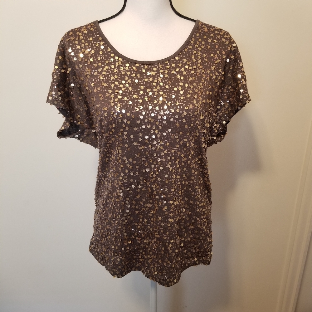 Pleione Brown Embellished Sequin Sparkle Shimmer H